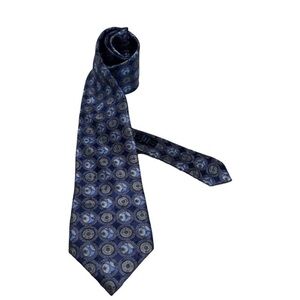 ERMENEGILDO ZEGNA Blue Medallion Luxury Silk Tie Made In Italy
